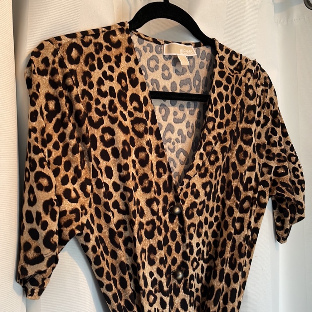 Leopard Print V-Neck Jumpsuit in Brown by Michael